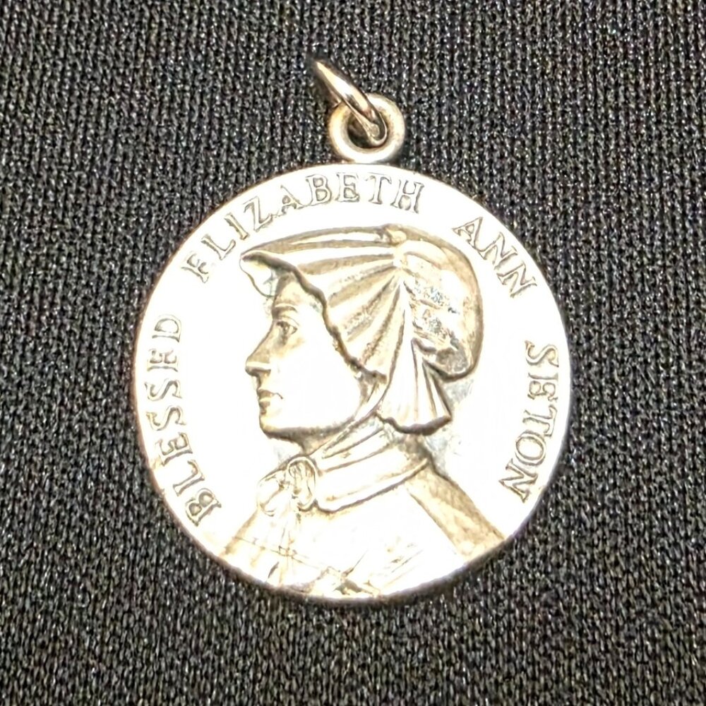 Sterling religious medal St Saint Elizabeth Ann Seton patron of in law problems